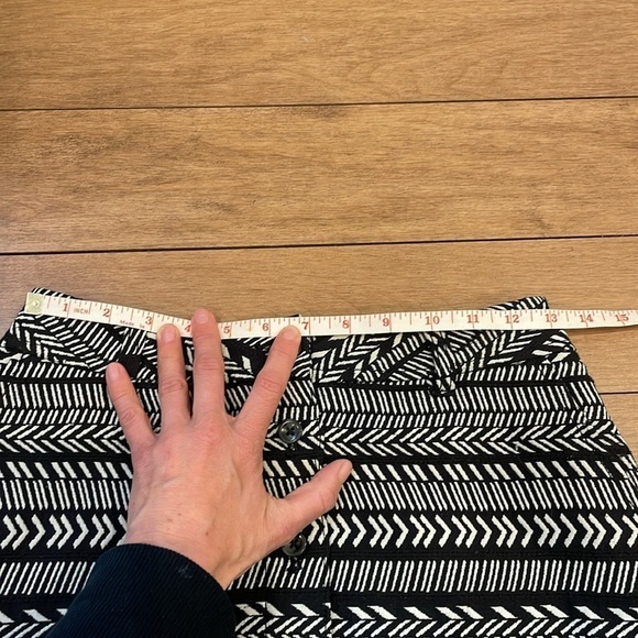 Anthropologie Maeve Fieldnotes button front Black White Tribal Striped Skirt 2 - Picture 12 of 14